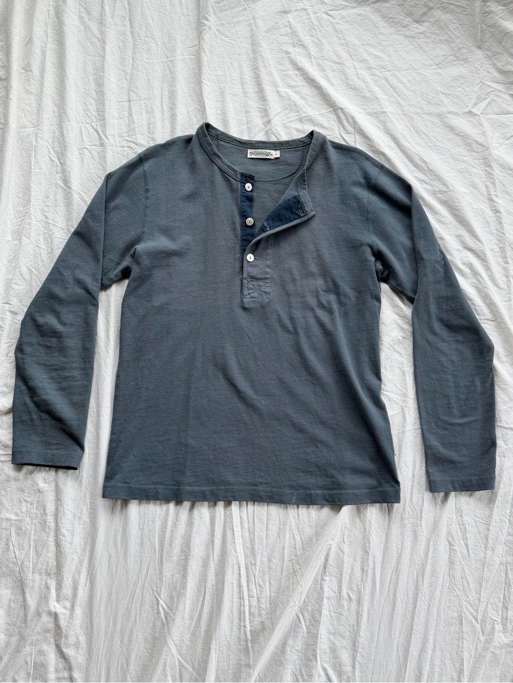 Freenote Cloth 13oz Henley - Mineral Blue - Small